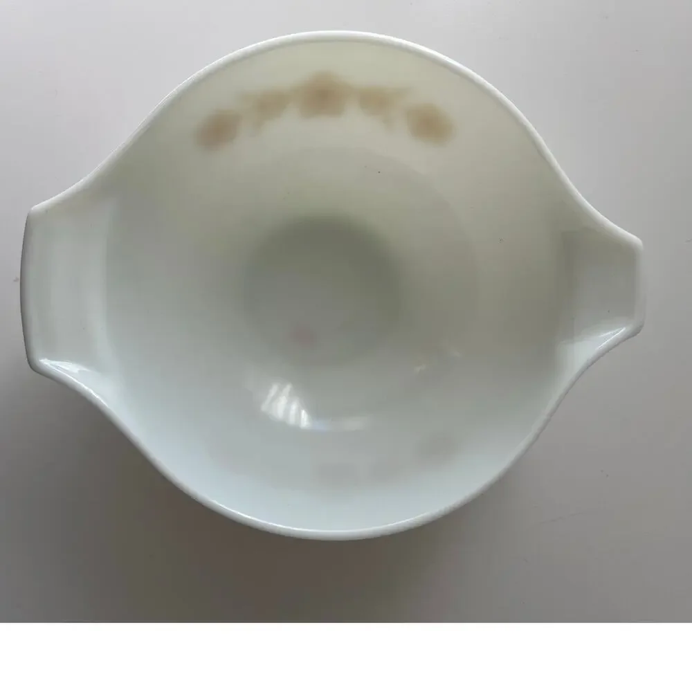 Pyrex Ceramic Bowl 443 2.5 Quarts Excellent Cinderella Gold Flowers